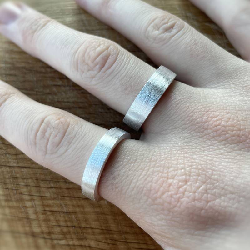 Mattierter Handgefertigter Ring 925 Sterling Silber Offener Handmade Verstellbarer Basic Statement Unisex von Vielring