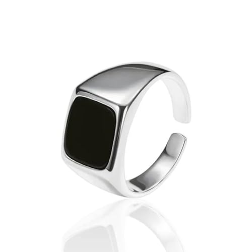 Onyx Ring Silber – Offener Ring – Schwarzer Onyx Ring – Siegel Ring Onyx – Verstellbarer Siegelring – 925 Sterling Silber – Geschenkidee (Sterling-Silber) von Vielring