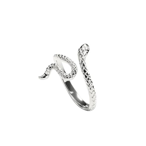Schlangenring 925 Sterling Silber – Verstellbarer Schlangenring Silber – Detailreiches Schlangendesign – Offener Ring Silber – Geschenkidee (Versilberte Basis) von Vielring