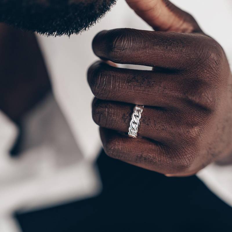 Silber Kettenring 925 Sterling Verdrehter Ketten Ring Herren Bandring Band Verstellbarer von Vielring