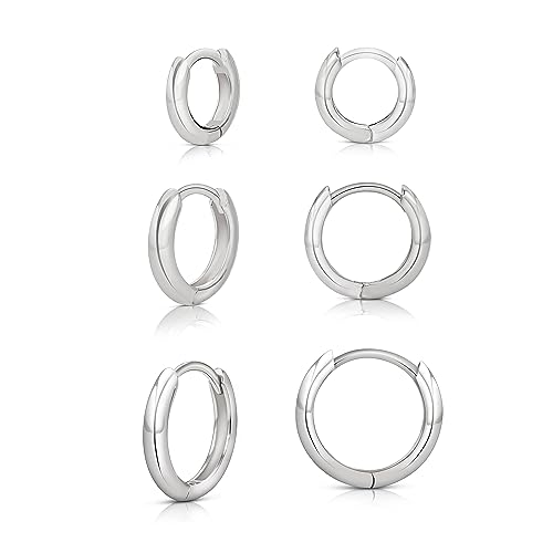 Vielring Zierliche Creolen 925 Sterling Silber Ohrringe Silber Creolen 925 Sterling Silber Minimalistische Ohrringe Kleine Reifen Hoops (10 mm) von Vielring
