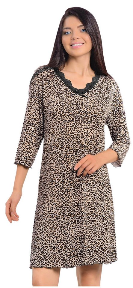 Vienetta Nachthemd Damen Schlafshirt Animalprint (1-tlg) Modisches Design von Vienetta