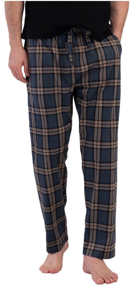 Vienetta Pyjamahose Man (1-tlg., 1-teilig) Herren Schlafhose lang Relaxhose Homewearhose Baumwolle große Größen von Vienetta