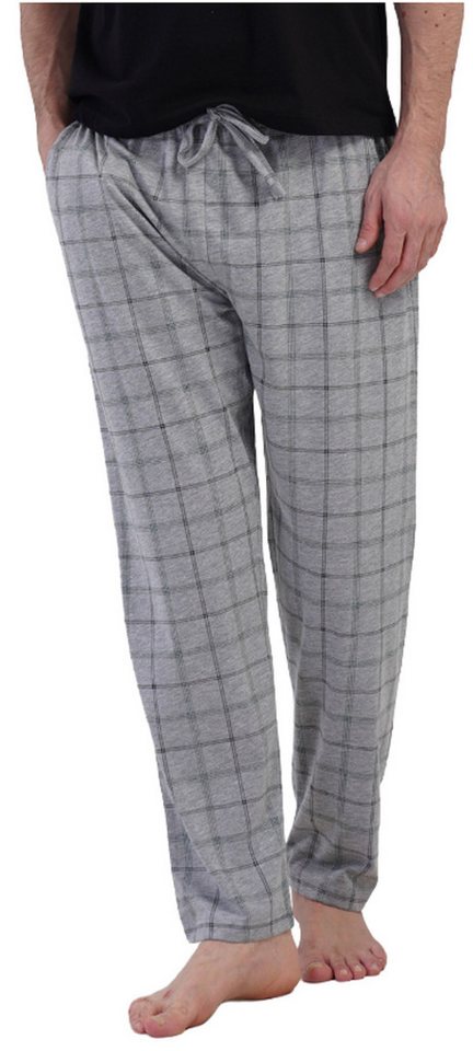 Vienetta Pyjamahose Man (1-tlg., 1-teilig) Herren Schlafhose lang Relaxhose Homewearhose Baumwolle große Größen von Vienetta