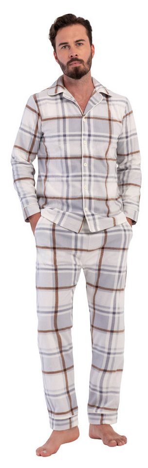 Vienetta Schlafanzug Herren Fleece Pyjama (2 tlg) Modisches Design von Vienetta
