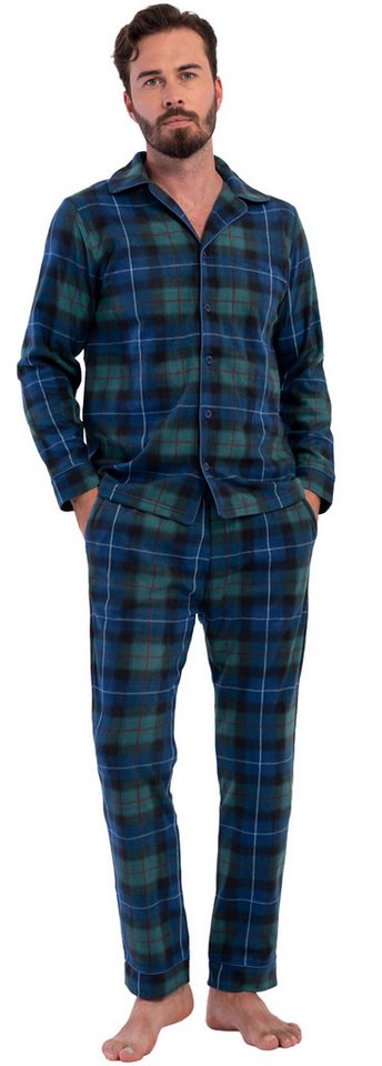 Vienetta Schlafanzug Herren Fleece Pyjama (2 tlg) Modisches Design von Vienetta