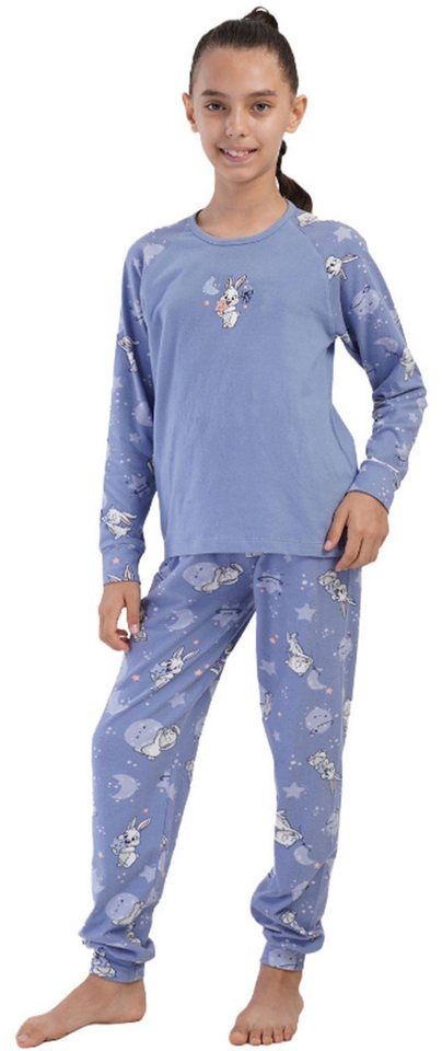 Vienetta Schlafanzug Kids (Set, 2 tlg., 2-teilig) Mädchen Pyjama lang Langarm Baumwolle Bündchen von Vienetta