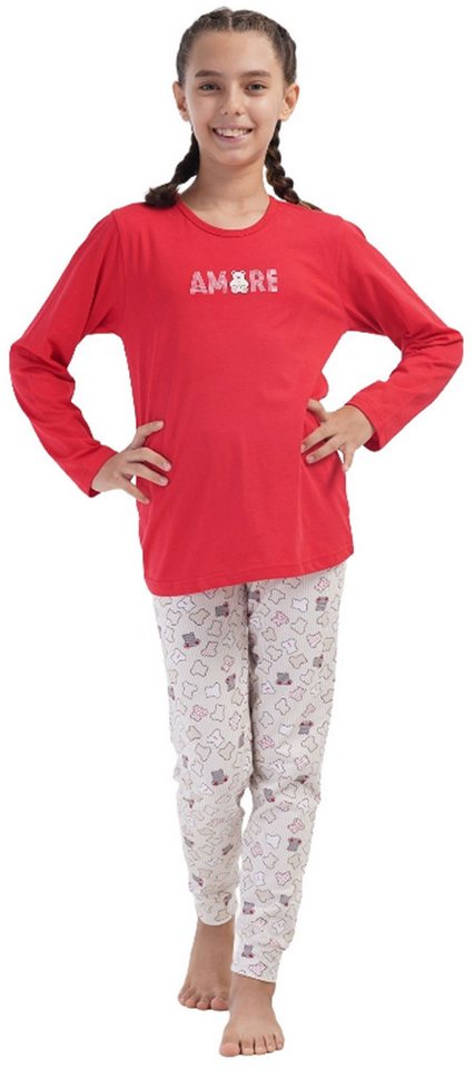 Vienetta Schlafanzug Kids (Set, 2 tlg., 2-teilig) Mädchen Pyjama lang Langarm Baumwolle Bündchen von Vienetta