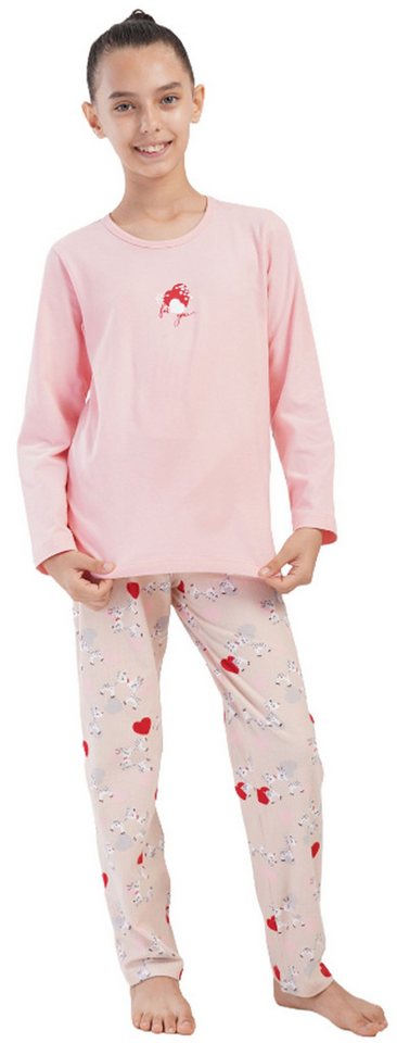 Vienetta Schlafanzug Kids (Set, 2 tlg., 2-teilig) Mädchen Pyjama lang Langarm Baumwolle Giraffen von Vienetta
