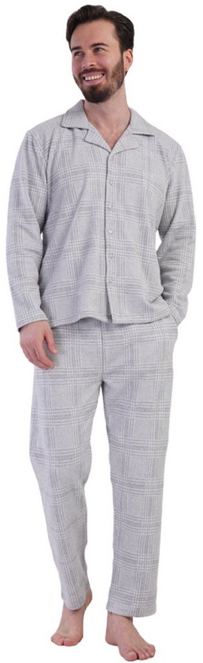 Vienetta Schlafanzug Man (Set, 2 tlg., 2-teilig) Herren Pyjama lang Langarm geknöpft Interlock von Vienetta