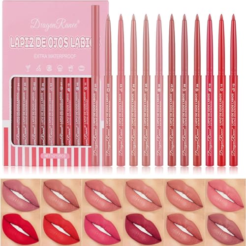 Lipliner Set, 12 Farben Matte Lip Liner Wasserfest Long Lasting Non-marking Pencil Lipstick, Plump Lip Shape High Pigmented Smooth Texture Lip Makeup Geschenke für Frauen Lipliner Set, 12 Farben Matte Lip Liner Wasserfest Long Lasting Non-marking Pencil Lipstick, Plump Lip Shape High Pigmented Smooth Texture Lip Makeup Geschenke für Frauen von Vienflona