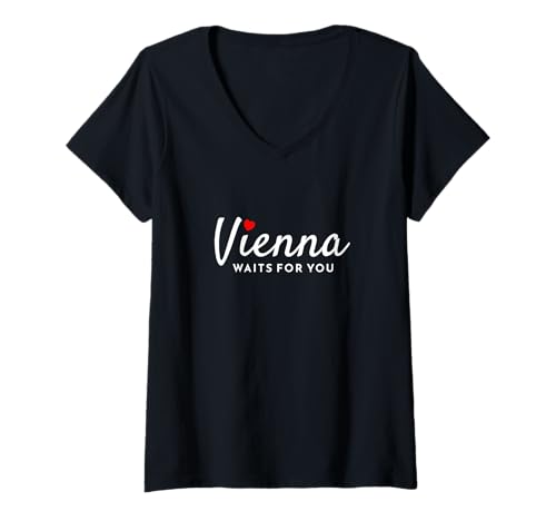 Damen Wien wartet auf Dich T-Shirt mit V-Ausschnitt Damen Wien wartet auf Dich T-Shirt mit V-Ausschnitt von Vienna Dreaming