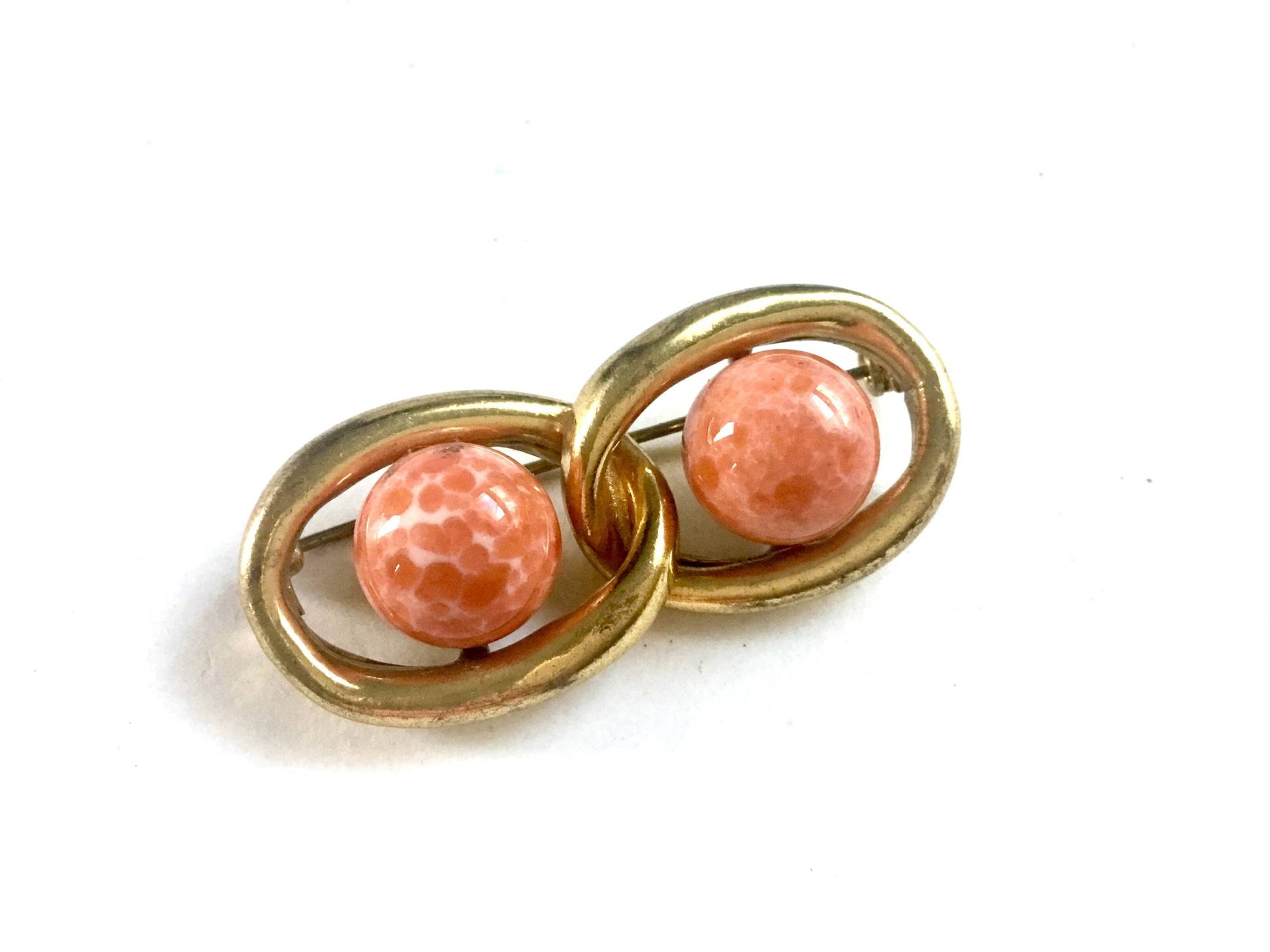 Glas-Metall-Brosche Anstecknadel, Mid-Century Vintage-Brosche Für Frauen, Brosche Mit Cabochons Brosche-Liebhaber-Geschenke Sie Einzigartiges von ViennaDelight