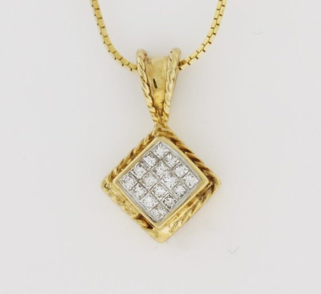 14K Diamant Halskette - Cluster von ViennaJewelryandCo