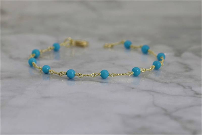 18 K Gelbgold Schlafenschönheit Türkis Armband von ViennaJewelryandCo