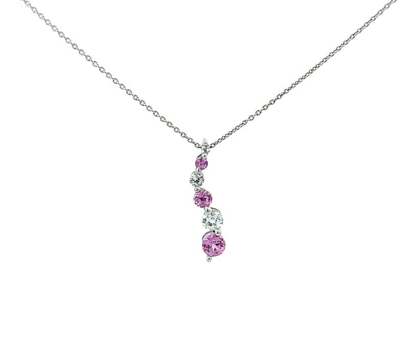 50 % Sale Rosa Saphir Kristall Stein Anhänger - 10K Weißgold Halskette Schmuck von ViennaJewelryandCo