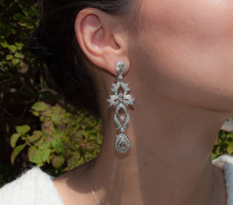 Antike Diamant Tear Drop Ohrringe 5.23 Cttw von ViennaJewelryandCo