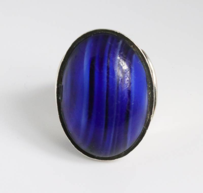 Dunkelblauer Achat Ring Aus Sterling Silber von ViennaJewelryandCo