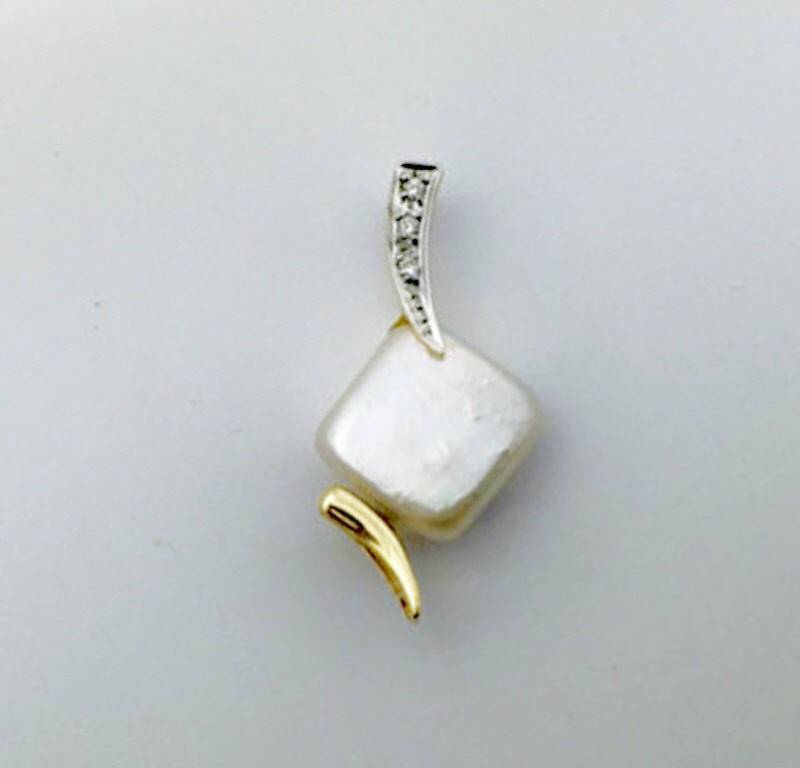 Perlen Diamant Anhänger -14K Gold von ViennaJewelryandCo