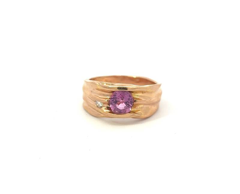 Pink Saphir Diamant Ring, 14K Gold Edelstein von ViennaJewelryandCo