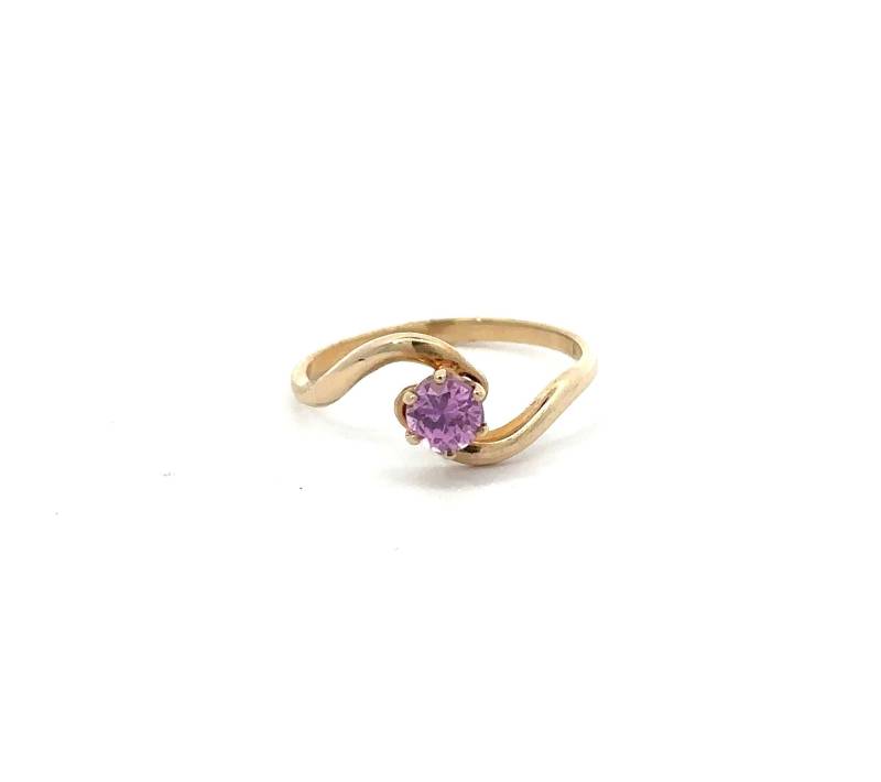 Rund Rosa Topas Ring - 10K Gelbgold Jubiläumsring November Geburtsstein von ViennaJewelryandCo