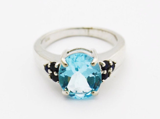 Schweizer Blautopas Ring, London Topas, Sterling Silber, Silberschmuck - November Geburtsstein von ViennaJewelryandCo