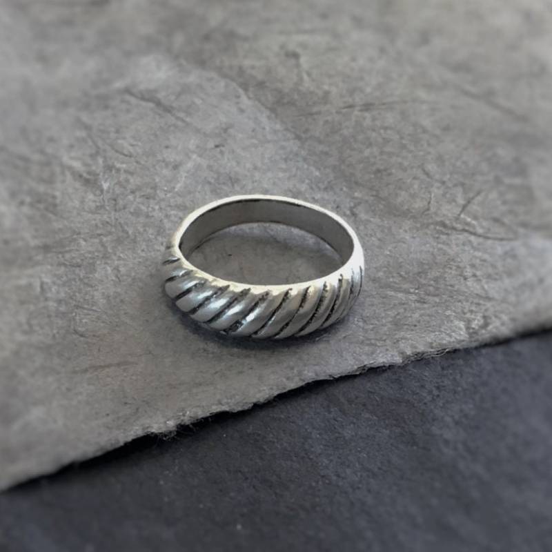 Silberring, Gewebter Ring, Kabelband, Sterling Silberring, Silberschmuck, Ehering, Silber Ehering von ViennaJewelryandCo