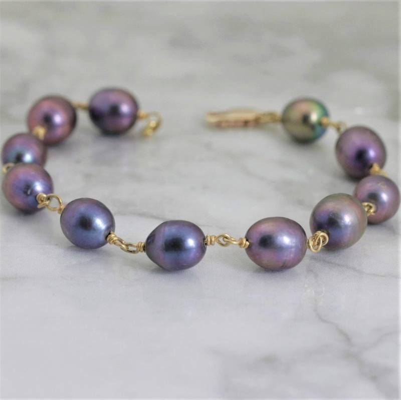 Tahiti Zuchtperlen Armband Aus Sterling Silber 7-8mm von ViennaJewelryandCo