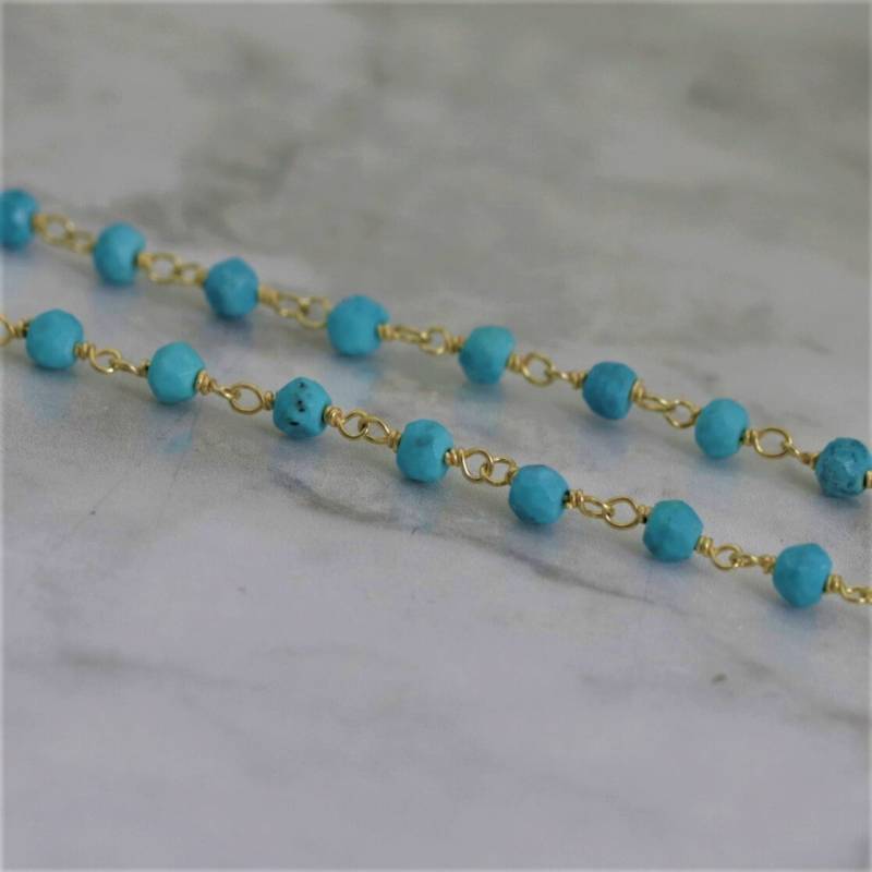 Türkis Perlen Halskette - Armband Layered Bead Bracelet Sterling Silber Gold von ViennaJewelryandCo