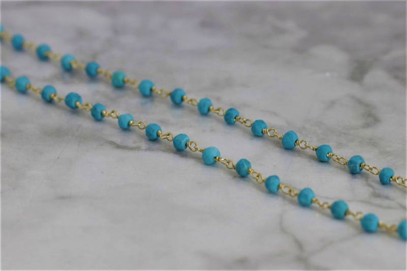 Vergoldete Sterling Silber Türkis Kette - Gold Halskette Layered Armband von ViennaJewelryandCo
