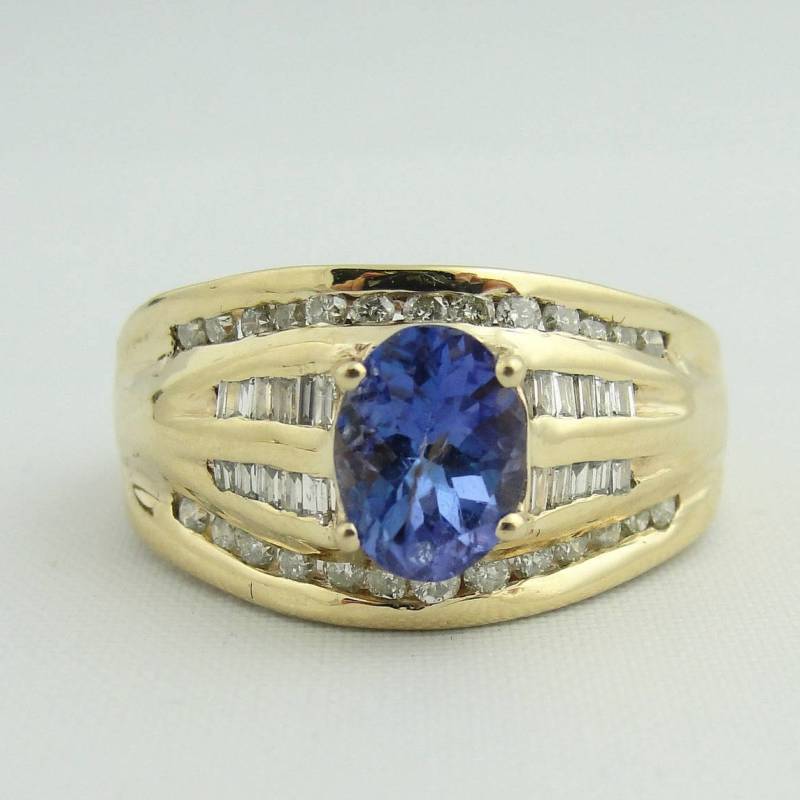 Vintage-Diamant Und Amethyst Ring 14K Gelbgold von ViennaJewelryandCo