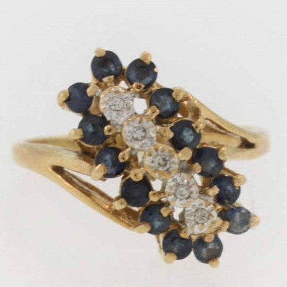 Vintage Stapelring Aus Saphir Und Diamant - 14K Gelbgold von ViennaJewelryandCo