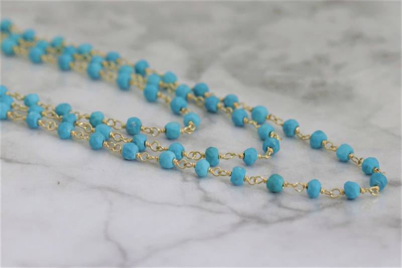 sterling Silber Türkis Layered Halskette - 18K Gold Perlen von ViennaJewelryandCo