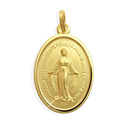 Echt 14 Karat Gold 585 Wundertätige Madonna Immaculata Milagrosa Medaille 10mm (Art.213012) von Viennagold