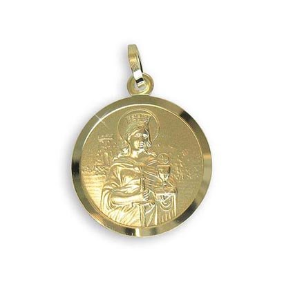 Echt 8 Karat Gold 333 Heilige Barbara Medaille Patronin der Bergleute Durchmesser 14mm (213062) Gratis Express Gravur von Viennagold