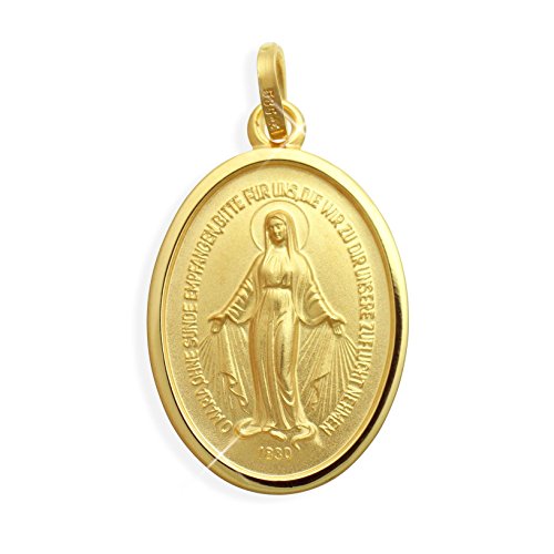 Echt 8 Karat Gold 333 Wundertätige Madonna Immaculata Milagrosa Medaille 14mm (Art.213290) von Viennagold