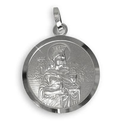 Echt Sterling Silber 925 Heilige Barbara Medaille Patronin der Bergleute, Durchmesser 18mm (Art.213411) Gratis Express Gravur von Viennagold