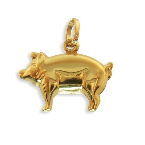 Glücksschwein Schwein Charms Anhänger echt 14 Karat Gold 585 (Art.206046) von Viennagold