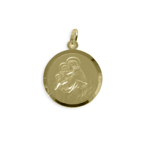 Heiliger Antonius Medaille Anhänger Durchmesser 12mm echt 8 Karat Gold 333 (Art.213036) Gratis Express Gravur von Viennagold