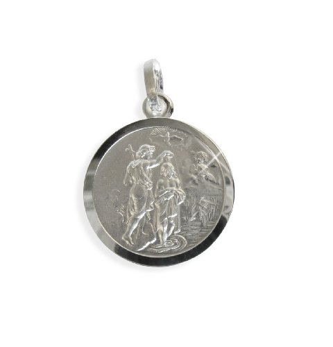 Heiliger Johannes Medaille Anhänger 16mm echt Sterling Silber 925 (213050) Gratis Express Gravur von Viennagold