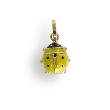 Käfer Ladybug Charms Anhänger echt 14 Karat Gold 585 gelb und schwarz emailliert (Art.206071) von Viennagold