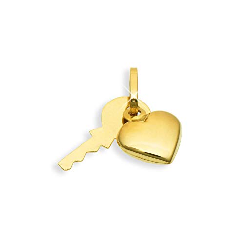 Schlüssel & Herz Charms Bettelarmband Anhänger 14 Karat Gold 585 (Art.211003) von Viennagold