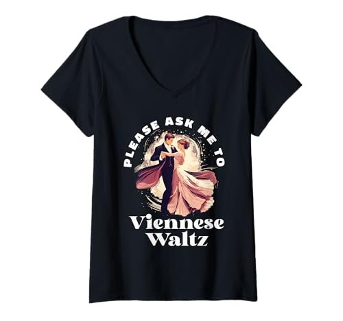 Damen Ballsaal Wiener Walzer Tanz-Souvenir Walzer Tanzpaar T-Shirt mit V-Ausschnitt Damen Ballsaal Wiener Walzer Tanz-Souvenir Walzer Tanzpaar T-Shirt mit V-Ausschnitt von Viennese Waltz Dance Rotary Dancing Ballroom