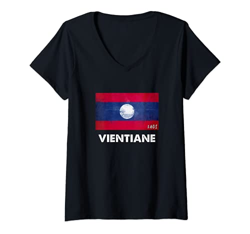 Damen Vientiane Laos T-Shirt mit V-Ausschnitt Damen Vientiane Laos T-Shirt mit V-Ausschnitt von Vientiane Laos Souvenirs & Gifts