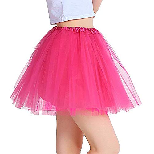 Tutu Damen Rock Tüllrock Kurz Ballet 3 Layers,Petticoat Kostüm für Frauen Mädchen Für Kostümfest-Junggesellinnenabschied(Rose Rot) von Vientiane