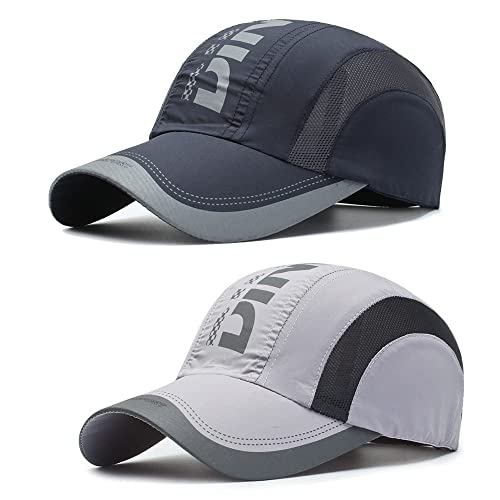 Sport Cap Verstellbar, 2 Stücke Outdoor Baseballkappe, Halb Atmungsaktive Baseball Cap, Baseball Cap Herren Damen, Baseballkappe Verstellbare, Zum Unisex, Draussen, Sport, Reisen (Marineblau + grau) von Vientiane