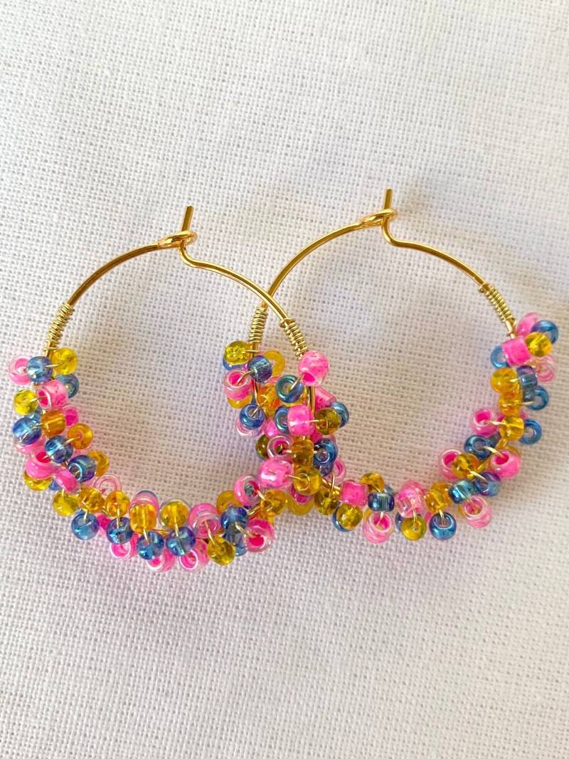 Bunte Perlen Creolen I Wire Wrapped Bead Handmade Bunte Perlen Creolen I Wire Wrapped Bead Handmade von VierRosen