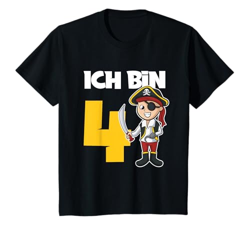 Kinder 4. Geburtstag Junge Ich Bin Vier Jahre Alt Pirat T-Shirt Kinder 4. Geburtstag Junge Ich Bin Vier Jahre Alt Pirat T-Shirt von Vierter Geburtstag Junge Geschenk Geburtstagskind
