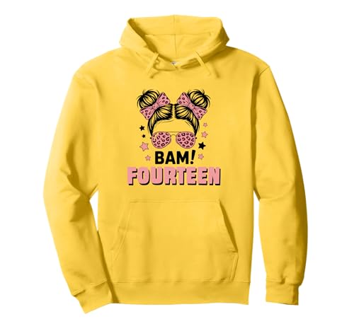 14. Geburtstag Mädchen Messy Bun Bäm! Vierzehn Jahre Alt Pullover Hoodie von Vierzehnter Geburtstag & 14. Geburtstag Design