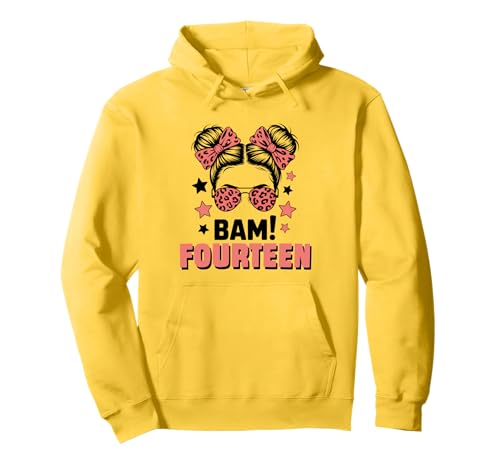 14. Geburtstag Mädchen Messy Bun Bäm! Vierzehn Jahre Alt Pullover Hoodie von Vierzehnter Geburtstag & 14. Geburtstag Design